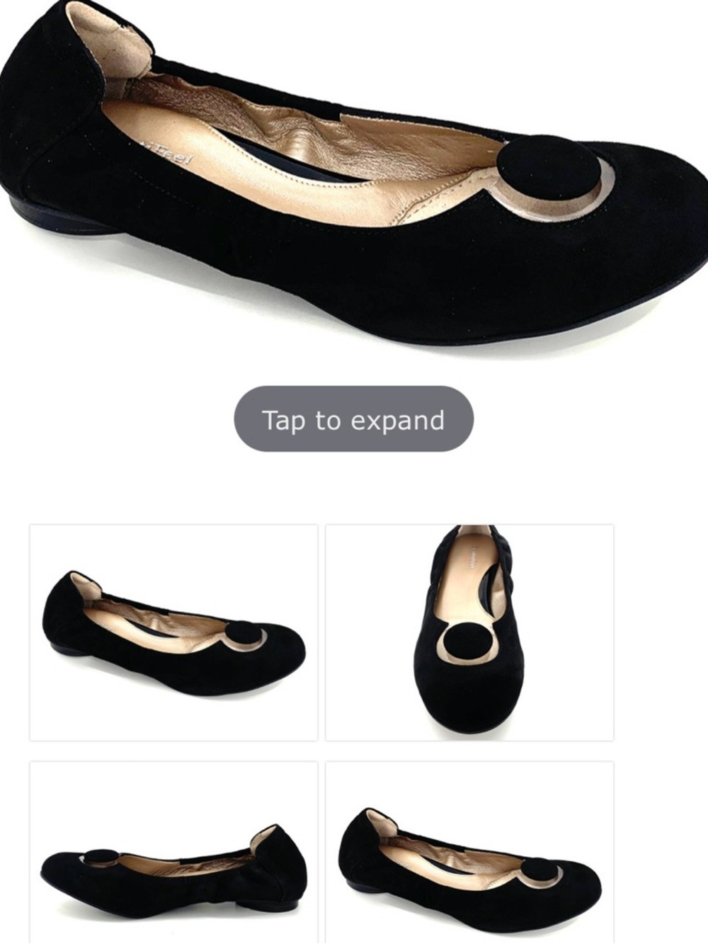 Beautifeel Mary Black Leather slip on ballet shoes like new